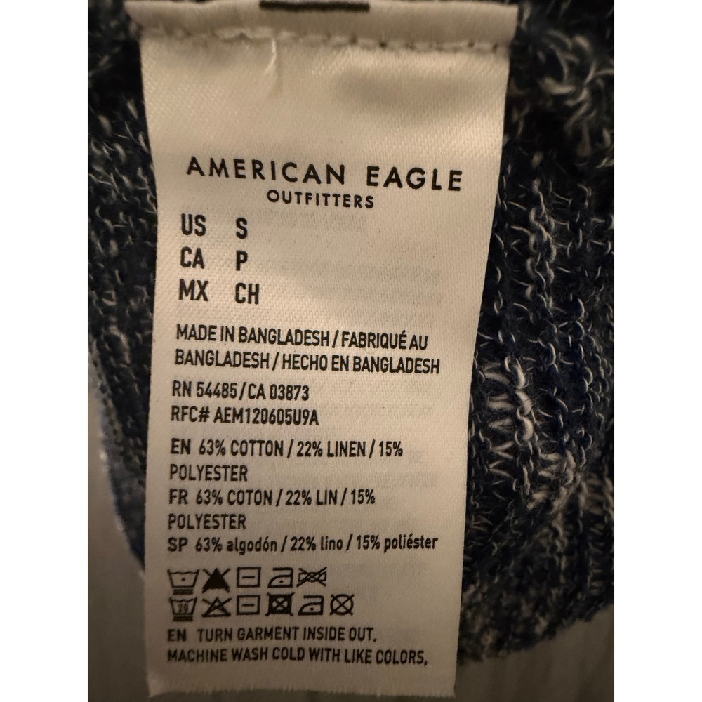 American Eagle Outfitters Mens Small Blue Marled Cotton Short Sleeve T-Shirt - Picture 5 of 7